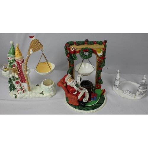 65 - VARIOUS YANKEE CANDLE BURNERS/HOLDERS WITH BOXES: SNOWMAN, SANTA, LUSTRE GLASS ETC