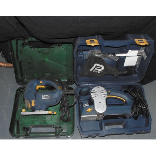 87 - P PRO PLANER & BOSCH CARRYING CASE CONTAINING McALLISTER ELECTRIC JIGSAWTESTED AND WORKING