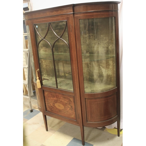 98 - MAHOGANY & INLAID DISPLAY CABINET