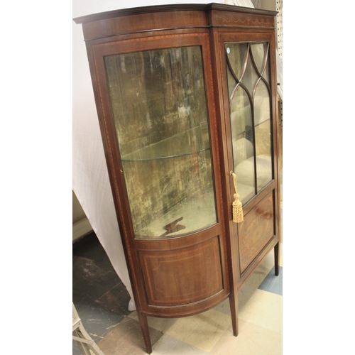 98 - MAHOGANY & INLAID DISPLAY CABINET