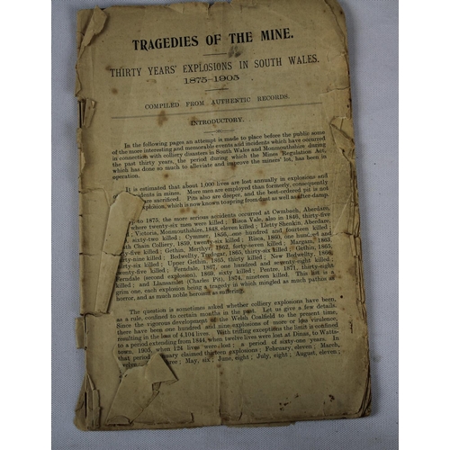 101 - TRAGEDIES OF THE MINE 1875-1905 BOOK (NO COVER), 2 RATION BOOKS, MINIATURE BIBLE (NO COVER), FOREIGN... 