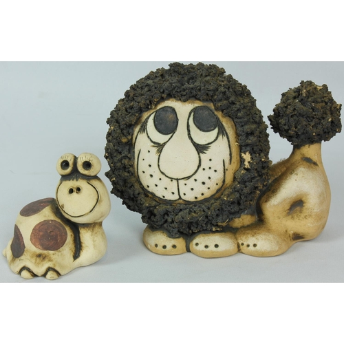 102 - JOHN HUGHES POTTERY LION & JOHN HUGHES POTTERY SNAIL