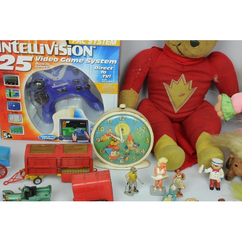 106 - SUPER TED TOY, TROLLS TOYS, NODDY ALARM CLOCK, VIDEO GAME SYSTEM, DIE CAST MODELS & CLOCKWORK TO... 