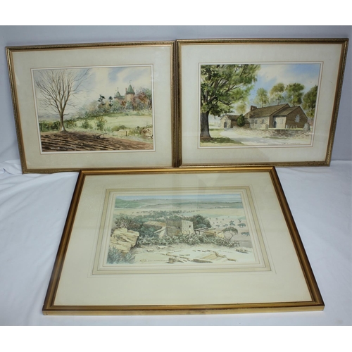 109 - 3 FRAMED WATERCOLOURS: 2 BY WM.E. WHEELER & 1 BY AIDAN KIRKPATRICK