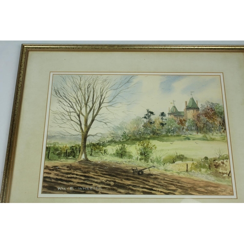 109 - 3 FRAMED WATERCOLOURS: 2 BY WM.E. WHEELER & 1 BY AIDAN KIRKPATRICK