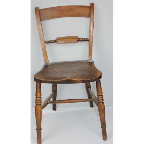 128 - KITCHEN CHAIR ON TURNED LEGS WITH SINGLE STRETCHER