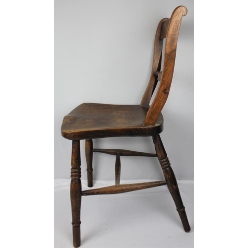 128 - KITCHEN CHAIR ON TURNED LEGS WITH SINGLE STRETCHER