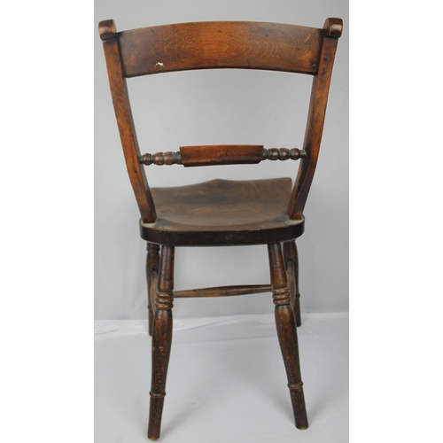 128 - KITCHEN CHAIR ON TURNED LEGS WITH SINGLE STRETCHER