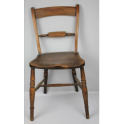 128 - KITCHEN CHAIR ON TURNED LEGS WITH SINGLE STRETCHER