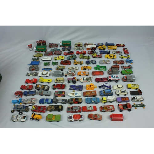 144 - BOX VARIOUS DIE CAST VEHICLES - PLAY WORN