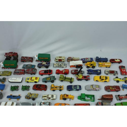 144 - BOX VARIOUS DIE CAST VEHICLES - PLAY WORN