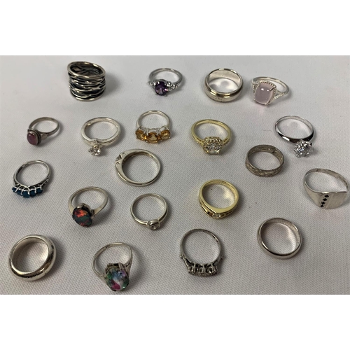 161 - 20 VARIOUS SILVER RINGS (1 Ring not marked Silver)