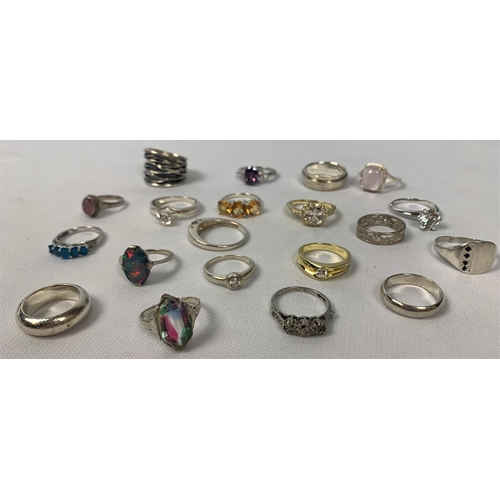 161 - 20 VARIOUS SILVER RINGS (1 Ring not marked Silver)