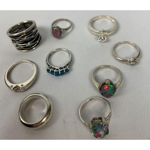 161 - 20 VARIOUS SILVER RINGS (1 Ring not marked Silver)