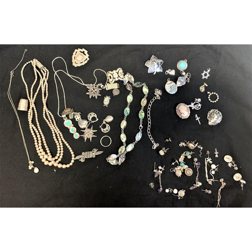 175 - QUANTITY OF SILVER JEWELLERY INCLUDING 21 PAIRS EARRINGS