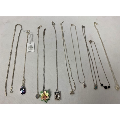 180 - 10 SILVER CHAINS & PENDANTS