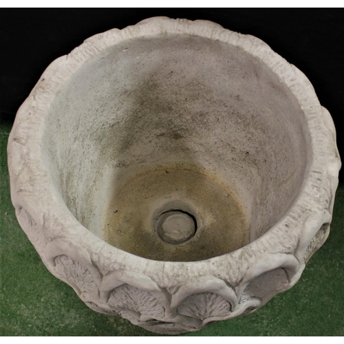 118 - DEEP STONEWORK PINEAPPLE PATTERN PLANTER ON CIRCULAR BASE (COMES IN 2 PIECES)