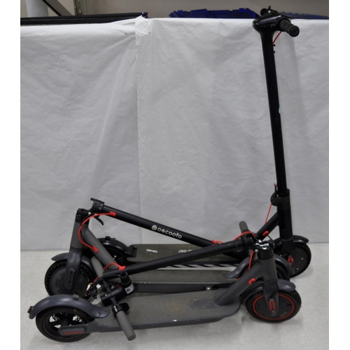 6 - 3 ELECTRIC SCOOTERS - ONLY 1 CHARGER. SOLD FOR REPAIR OR PARTS