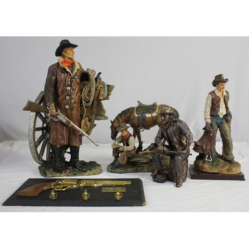 8 - STUDIO COLLECTION BRONZE LEGEND COWBOY (BOXED), LARGE FIGURINE OF COWBOY WITH SHOTGUN (42cm), FIGURI... 