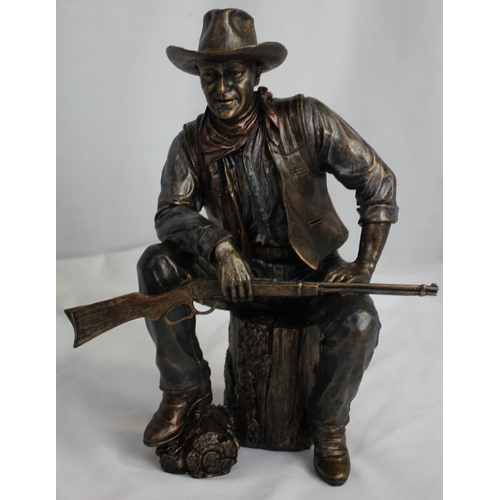 8 - STUDIO COLLECTION BRONZE LEGEND COWBOY (BOXED), LARGE FIGURINE OF COWBOY WITH SHOTGUN (42cm), FIGURI... 