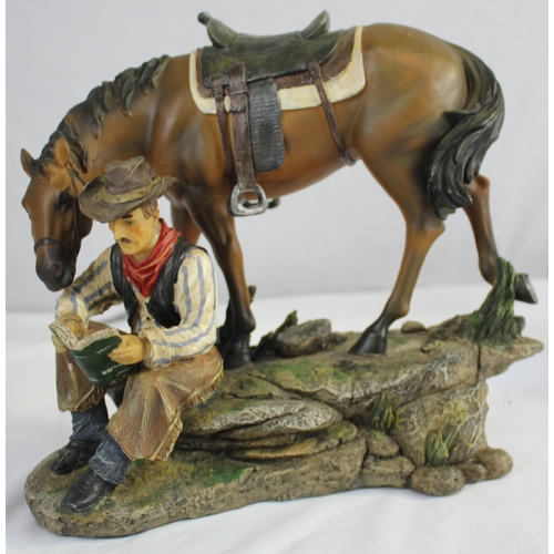 8 - STUDIO COLLECTION BRONZE LEGEND COWBOY (BOXED), LARGE FIGURINE OF COWBOY WITH SHOTGUN (42cm), FIGURI... 