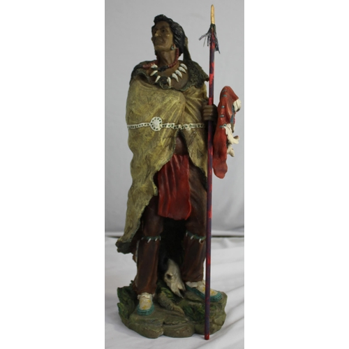 9 - 5 TALL NATIVE AMERICAN FIGUIRES - 1 BOXED AND 1 DAMAGED