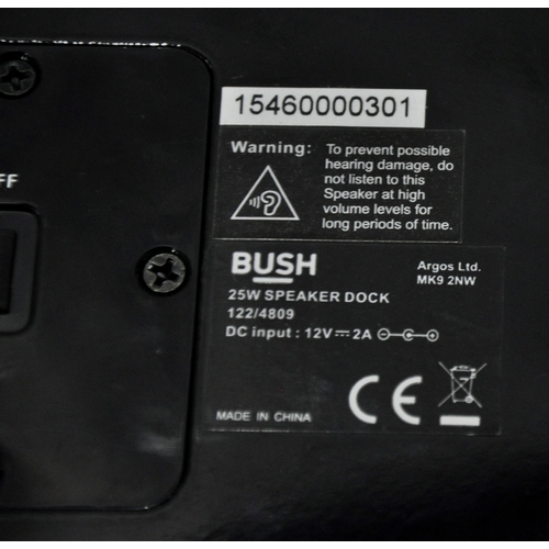 15 - 2 PORTABLE DVD PLAYERS - ACOUSTIC SOLUTIONS AND VENTURER, BUSH 25W SPEAKER DOCK (NO ELECTRIC CABLE)