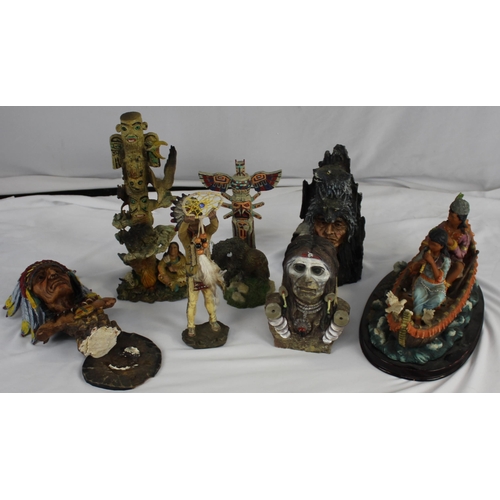 17 - 7 NATIVE AMERICAN FIGURES - 3 DAMAGED