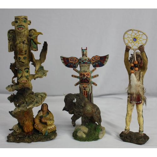 17 - 7 NATIVE AMERICAN FIGURES - 3 DAMAGED