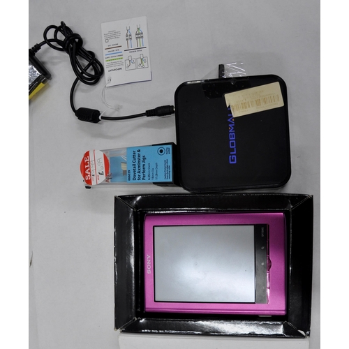18 - MISC - 2 BT MINI CONNECTOR KITS, SONY READER, AVTECH VIDEO, 2 BLUETOOTH SPEAKERS, SET TOP BOX, DOVET... 