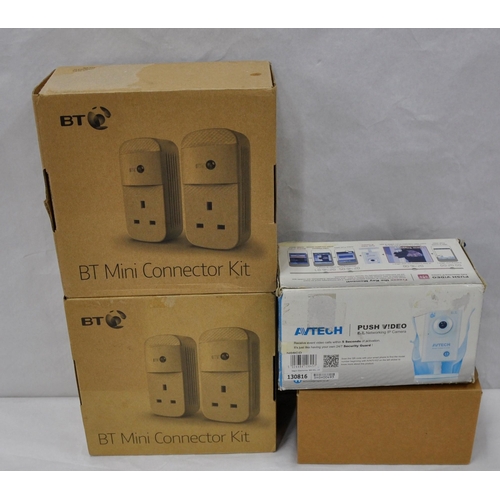 18 - MISC - 2 BT MINI CONNECTOR KITS, SONY READER, AVTECH VIDEO, 2 BLUETOOTH SPEAKERS, SET TOP BOX, DOVET... 