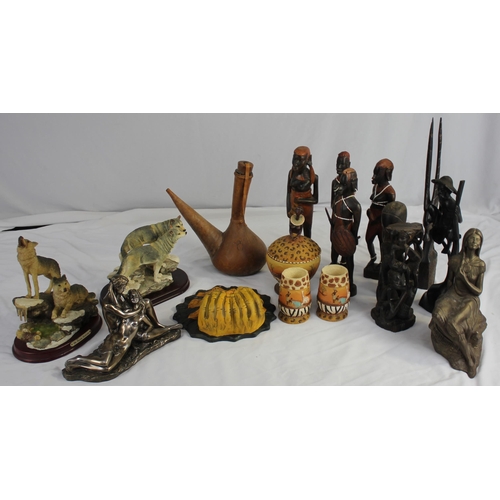 19 - VARIOUS ITEMS OF AFRICAN ART - LEONARDO COLLECTION AND JULIAN COLLETION WOLVES/DOGS ETC