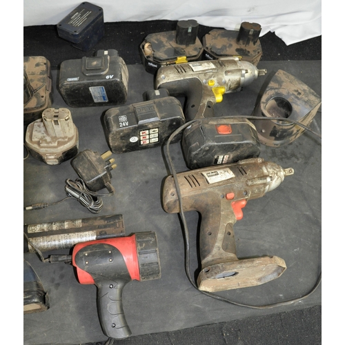 21 - VARIOUS CORDLESS TOOLS, BATTERIES & CHARGERS - SOLD FOR SPARES