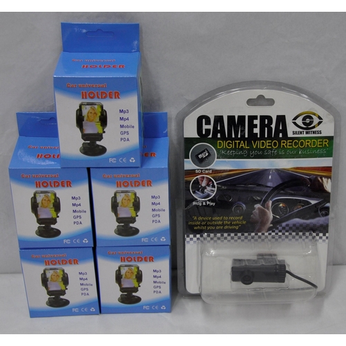 28 - SILENT WITNESS DIGITAL RECORDER DASH CAM AND 5 UNIVERSAL HOLDERS