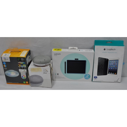 37 - LOGITECH ULTRATHIN KEYBOARD MINI, WACOM CREATIVE PEN TABLET, GOOGLE HOME MINI, IDUAL PERFORMA RECESS... 
