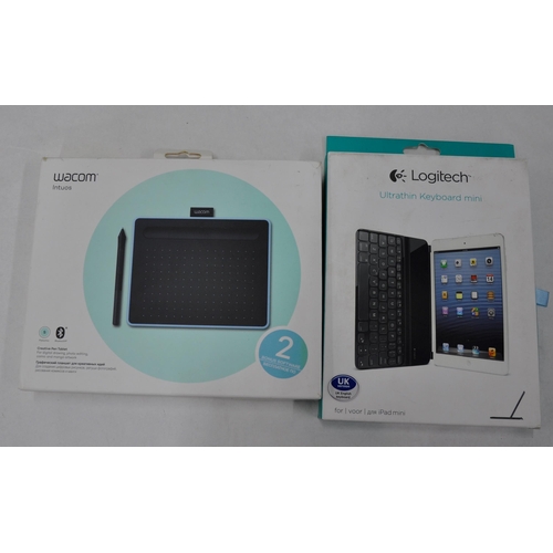37 - LOGITECH ULTRATHIN KEYBOARD MINI, WACOM CREATIVE PEN TABLET, GOOGLE HOME MINI, IDUAL PERFORMA RECESS... 