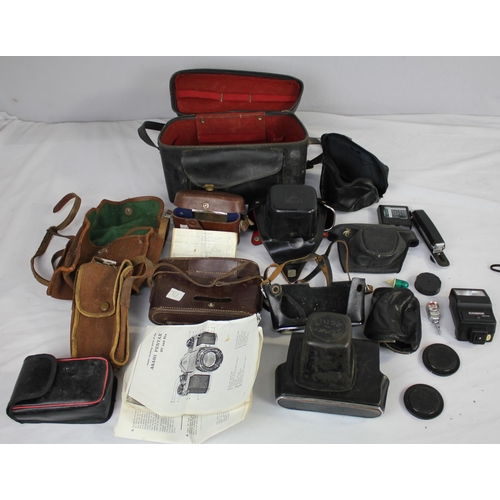 39 - CRATE OF OLD CAMERAS