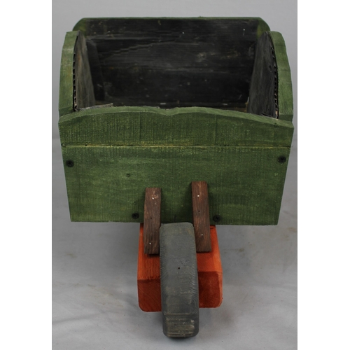 44 - STAINED WHEELBARROW GARDEN PLANTER (L 84cm W 36cm H 32cm)