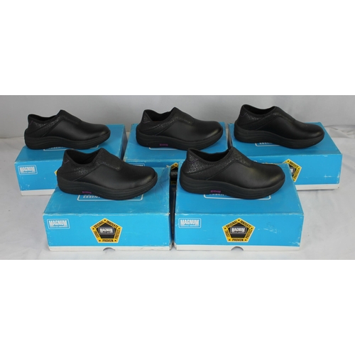 30 - 5 PAIRS BLACK MAGNUM ESSENTIAL EQUIPMENT 'JASMINE' WORK SHOES (SIZE 3)