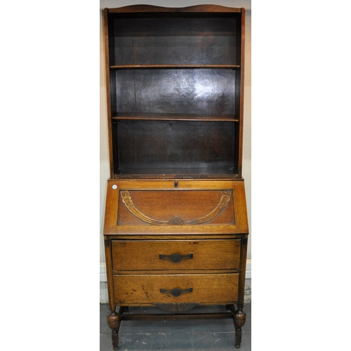 16 - OAK BUREAU BOOKCASE