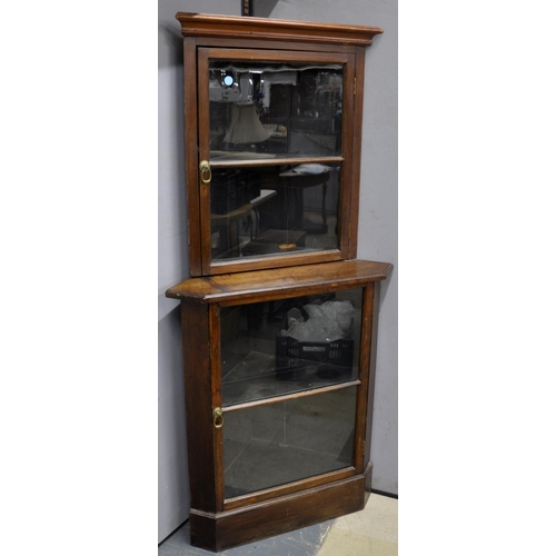 24 - CORNER CABINET WITH GLAZED DOORS TO TOP AND BASE