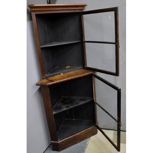 24 - CORNER CABINET WITH GLAZED DOORS TO TOP AND BASE