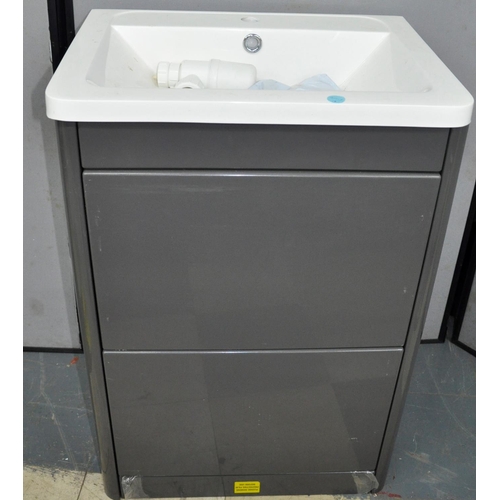 61 - SINK ON GREY 2 DRAWER PEDESTAL