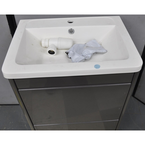 61 - SINK ON GREY 2 DRAWER PEDESTAL