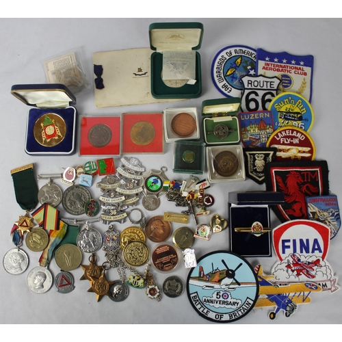 74 - TUB OF VARIOUS BADGES & MEDALS
