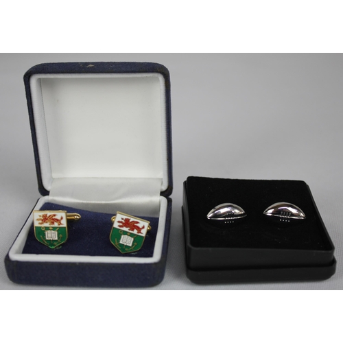 75 - MISCELLANEOUS ITEMS: 9 PAIR CUFFLINKS INCLUDING 22ct GOLD PLATED 1966 HALF PENNIES, 3 CIGARETTE CASE... 