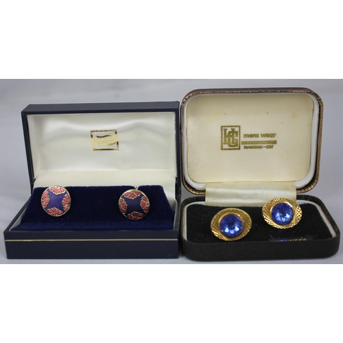 75 - MISCELLANEOUS ITEMS: 9 PAIR CUFFLINKS INCLUDING 22ct GOLD PLATED 1966 HALF PENNIES, 3 CIGARETTE CASE... 