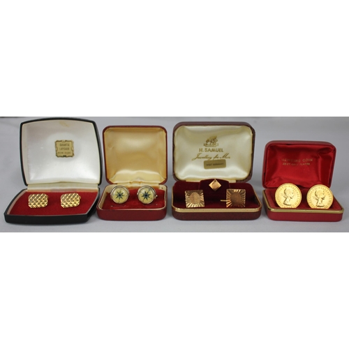 75 - MISCELLANEOUS ITEMS: 9 PAIR CUFFLINKS INCLUDING 22ct GOLD PLATED 1966 HALF PENNIES, 3 CIGARETTE CASE... 