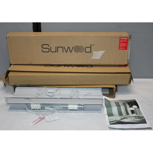 87 - 3 SUNWOOD FAUX WOOD VENETIANS BLINDS 50mm WIDTH 5 13, DROP 15 35