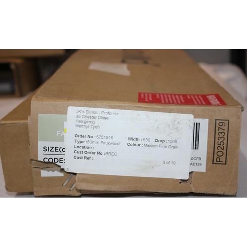 87 - 3 SUNWOOD FAUX WOOD VENETIANS BLINDS 50mm WIDTH 5 13, DROP 15 35